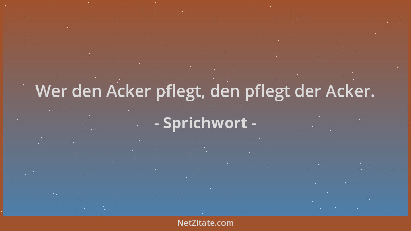 Sprichwort - Wer den Acker pflegt, den pflegt der Acker....