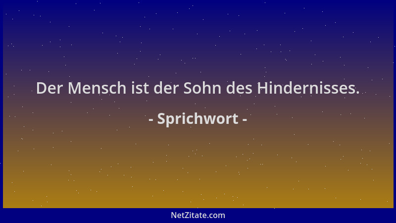 Sprichwort - Der Mensch ist der Sohn des Hindernisses....