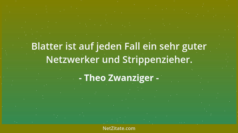 Theo Zwanziger - Blatter ist auf jeden Fall ein sehr guter Netzwerker und Strippenzieher....