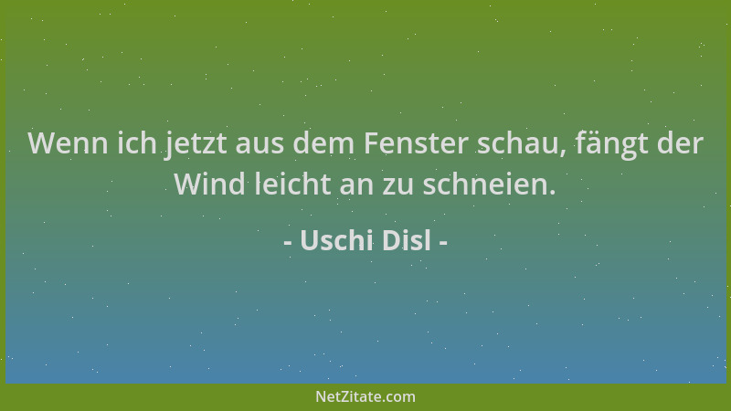 Uschi Disl - Wenn ich jetzt aus dem Fenster schau, fängt der Wind leicht an zu schneien....