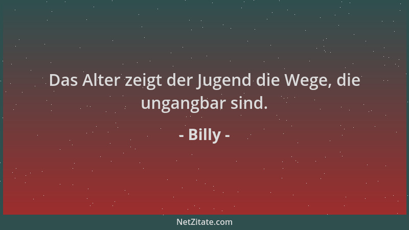 Billy - Das Alter zeigt der Jugend die Wege, die ungangbar sind....