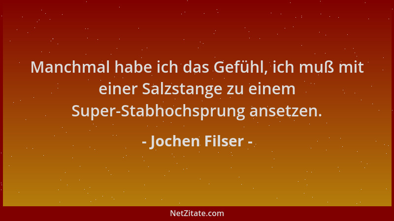 Jochen Filser - Manchmal habe ich das Gefühl, ich muß mit einer Salzstange zu einem Super-Stabhochsprung ansetzen....
