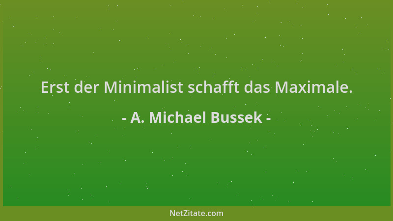 A. Michael Bussek - Erst der Minimalist schafft das Maximale....