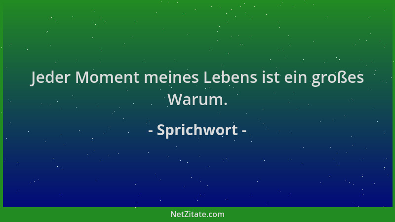 Sprichwort - Jeder Moment meines Lebens ist ein großes Warum....