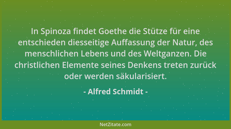 Alfred Schmidt - In Spinoza findet Goethe die Stütze für eine entschieden diesseitige Auffassung der Natur, des menschliche...