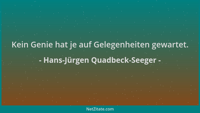 Hans-Jürgen Quadbeck-Seeger - Kein Genie hat je auf Gelegenheiten gewartet....
