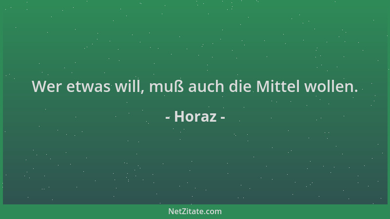 Horaz - Wer etwas will, muß auch die Mittel wollen....