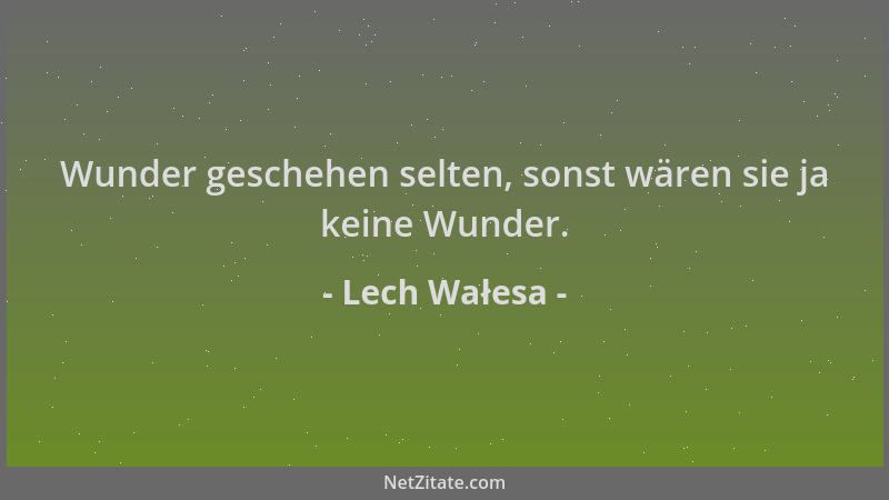 Lech Wałesa - Wunder geschehen selten, sonst wären sie ja keine Wunder....