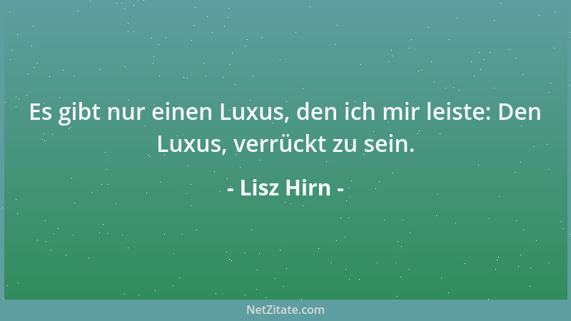 Lisz Hirn - Es gibt nur einen Luxus, den ich mir leiste: Den Luxus, verrückt zu sein....
