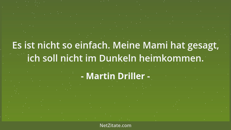 Martin Driller - Es ist nicht so einfach. Meine Mami hat gesagt, ich soll nicht im Dunkeln heimkommen....