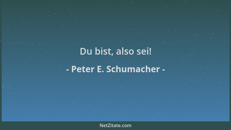 Peter E. Schumacher - Du bist, also sei!...
