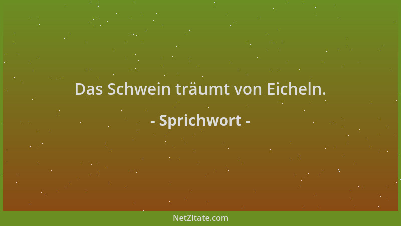 Sprichwort - Das Schwein träumt von Eicheln....