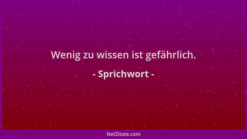 Sprichwort - Wenig zu wissen ist gefährlich....