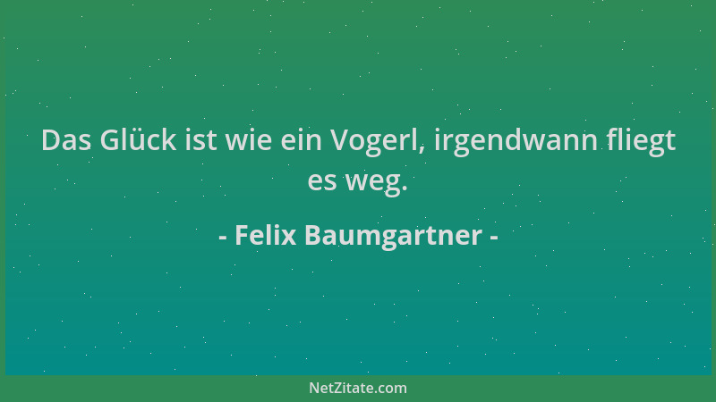 Felix Baumgartner - Das Glück ist wie ein Vogerl, irgendwann fliegt es weg....