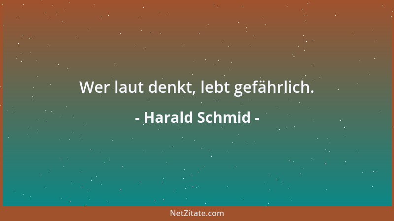 Harald Schmid - Wer laut denkt, lebt gefährlich....