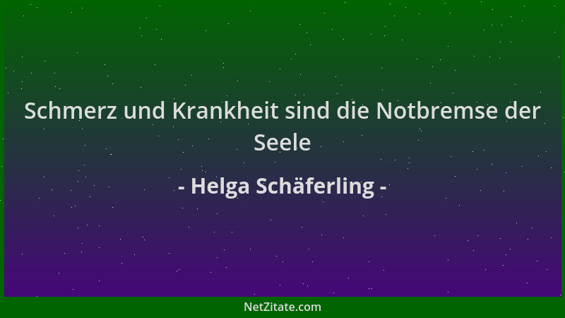 Helga Schäferling - Schmerz und Krankheit sind die Notbremse der Seele...