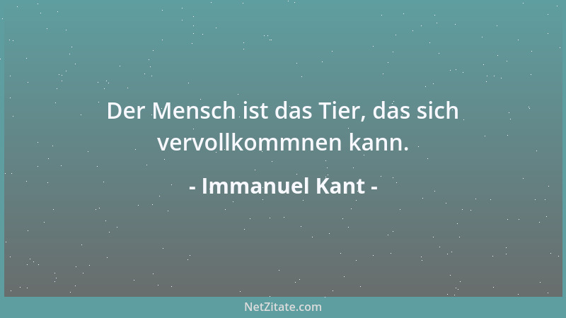 Immanuel Kant - Der Mensch ist das Tier, das sich vervollkommnen kann....