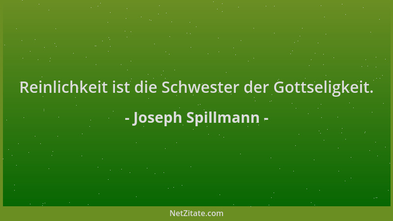 Joseph Spillmann - Reinlichkeit ist die Schwester der Gottseligkeit....
