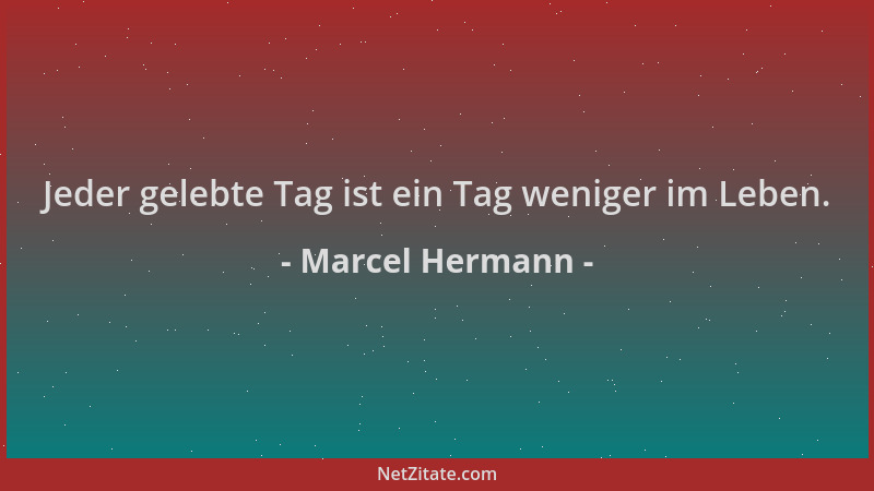 Marcel Hermann - Jeder gelebte Tag ist ein Tag weniger im Leben....