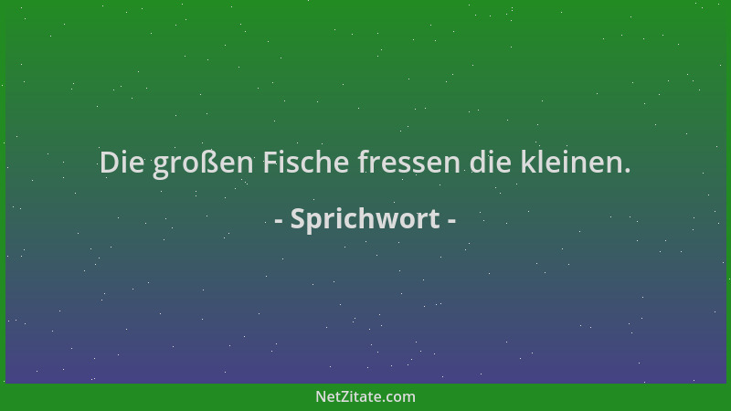 Sprichwort - Die großen Fische fressen die kleinen....