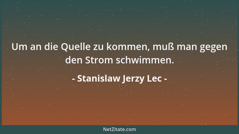 Stanislaw Jerzy Lec - Um an die Quelle zu kommen, muß man gegen den Strom schwimmen....