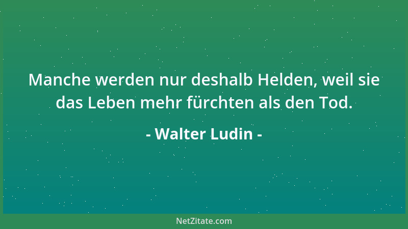 Walter Ludin - Manche werden nur deshalb Helden, weil sie das Leben mehr fürchten als den Tod....
