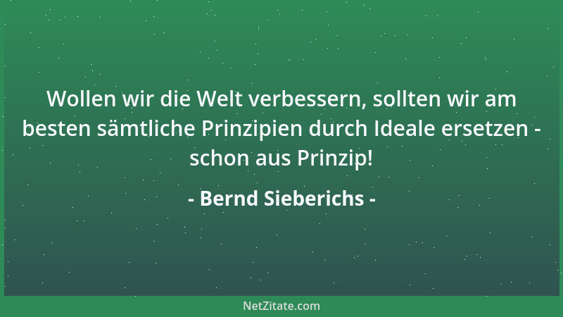 Bernd Sieberichs - Wollen wir die Welt verbessern, sollten wir am besten sämtliche Prinzipien durch Ideale ersetzen - schon...