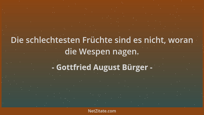 Gottfried August Bürger - Die schlechtesten Früchte sind es nicht, woran die Wespen nagen....