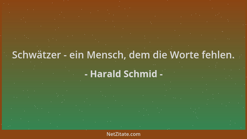 Harald Schmid - Schwätzer - ein Mensch, dem die Worte fehlen....
