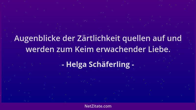 Helga Schäferling - Augenblicke der Zärtlichkeit quellen auf und werden zum Keim erwachender Liebe....