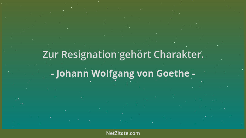 Johann Wolfgang von Goethe - Zur Resignation gehört Charakter....