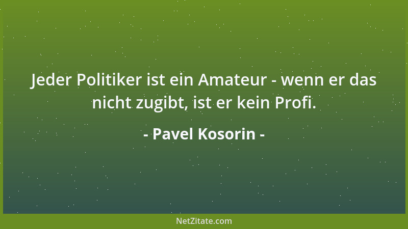 Pavel Kosorin - Jeder Politiker ist ein Amateur - wenn er das nicht zugibt, ist er kein Profi....