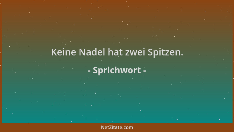 Sprichwort - Keine Nadel hat zwei Spitzen....