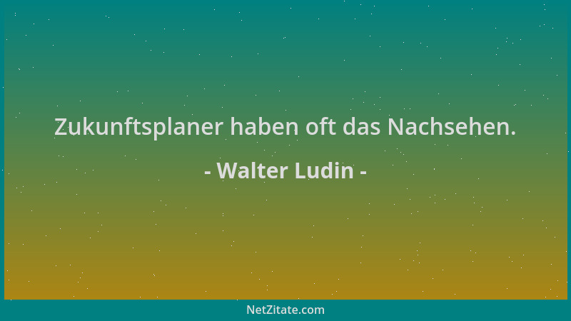 Walter Ludin - Zukunftsplaner haben oft das Nachsehen....