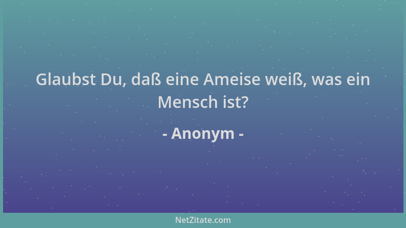 Anonym - Glaubst Du, daß eine Ameise weiß, was ein Mensch ist?...