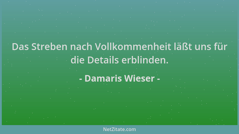 Damaris Wieser - Das Streben nach Vollkommenheit läßt uns für die Details erblinden....