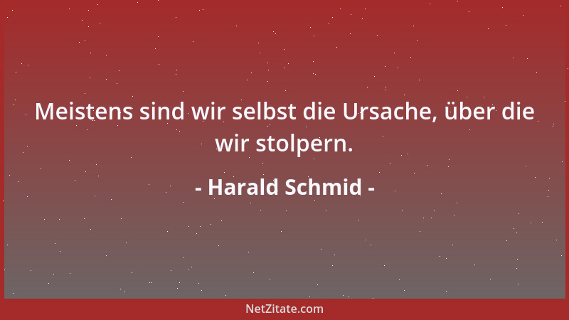 Harald Schmid - Meistens sind wir selbst die Ursache, über die wir stolpern....