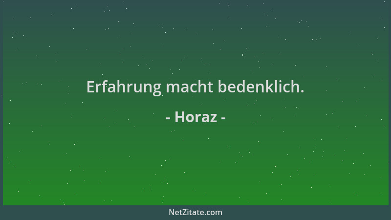 Horaz - Erfahrung macht bedenklich....