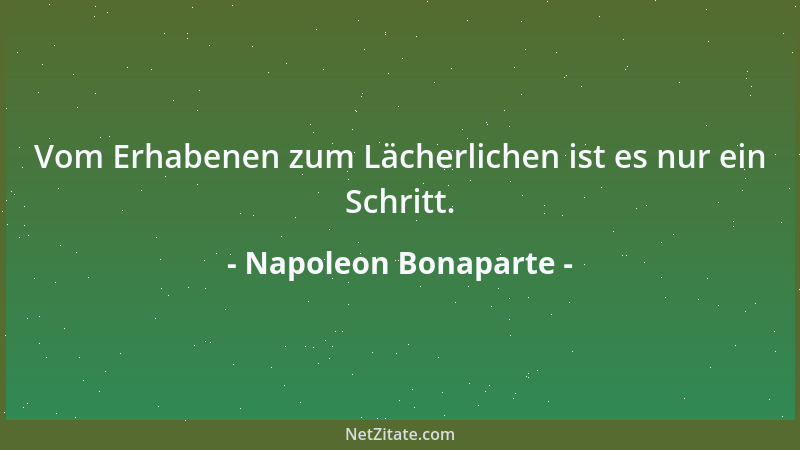 Napoleon Bonaparte - Vom Erhabenen zum Lächerlichen ist es nur ein Schritt....