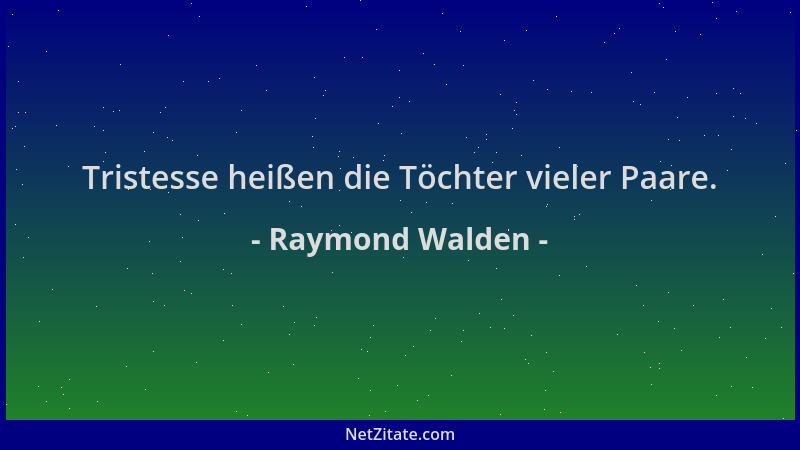 Raymond Walden - Tristesse heißen die Töchter vieler Paare....