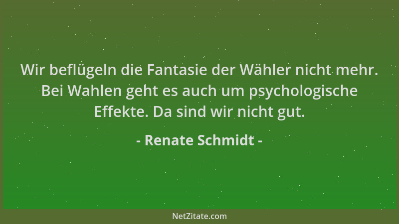 Renate Schmidt - Wir beflügeln die Fantasie der Wähler nicht mehr. Bei Wahlen geht es auch um psychologische Effekte. Da si...