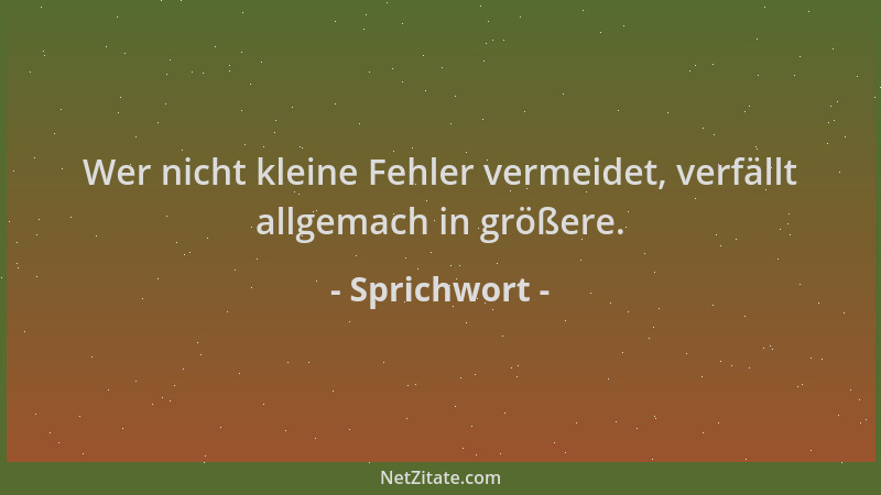 Sprichwort - Wer nicht kleine Fehler vermeidet, verfällt allgemach in größere....