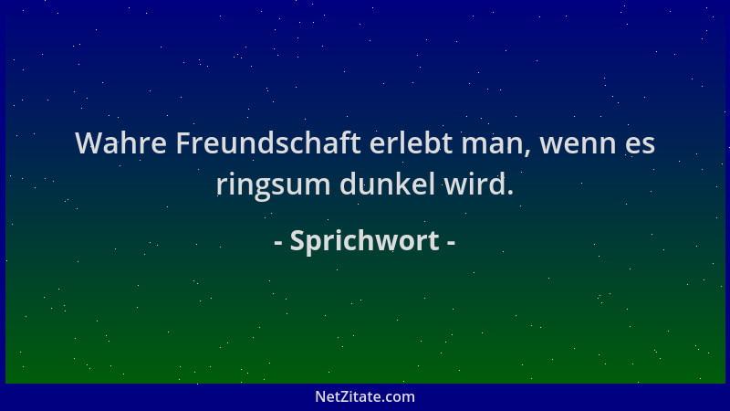 Sprichwort - Wahre Freundschaft erlebt man, wenn es ringsum dunkel wird....