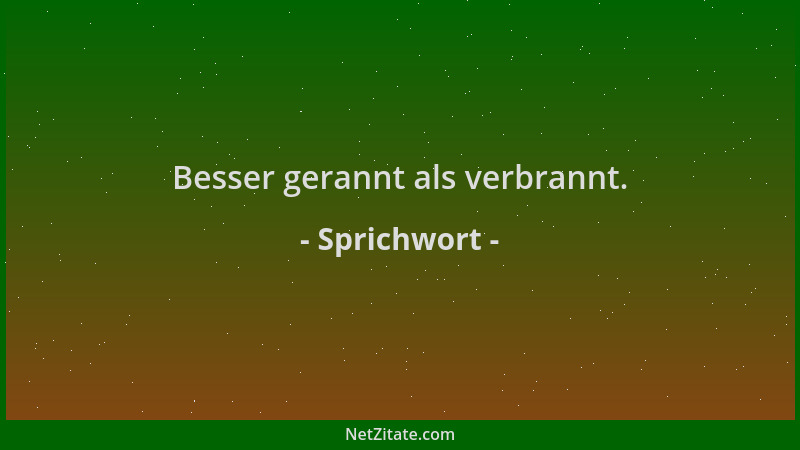 Sprichwort - Besser gerannt als verbrannt....
