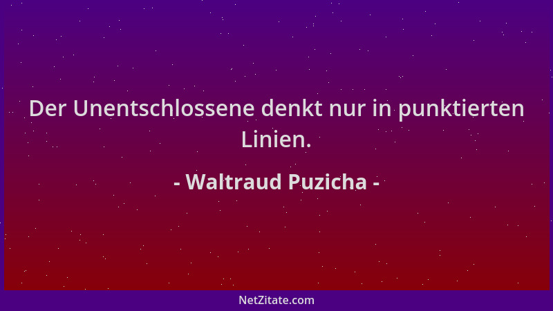 Waltraud Puzicha - Der Unentschlossene denkt nur in punktierten Linien....
