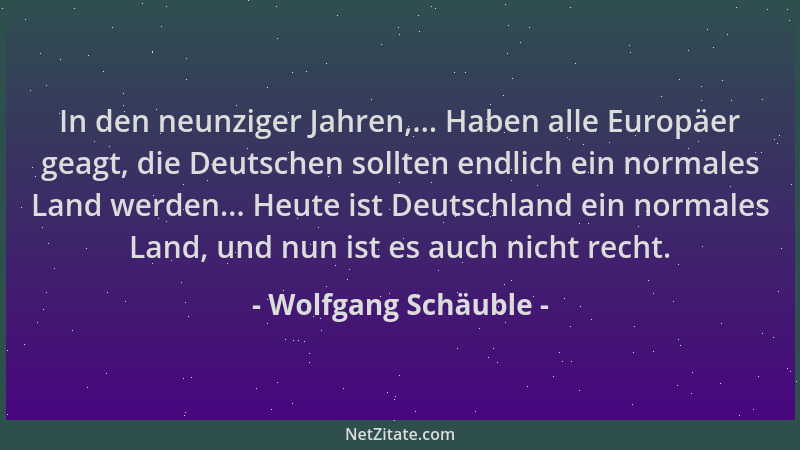 Wolfgang Schäuble - In den neunziger Jahren,... Haben alle Europäer geagt, die Deutschen sollten endlich ein normales Land...