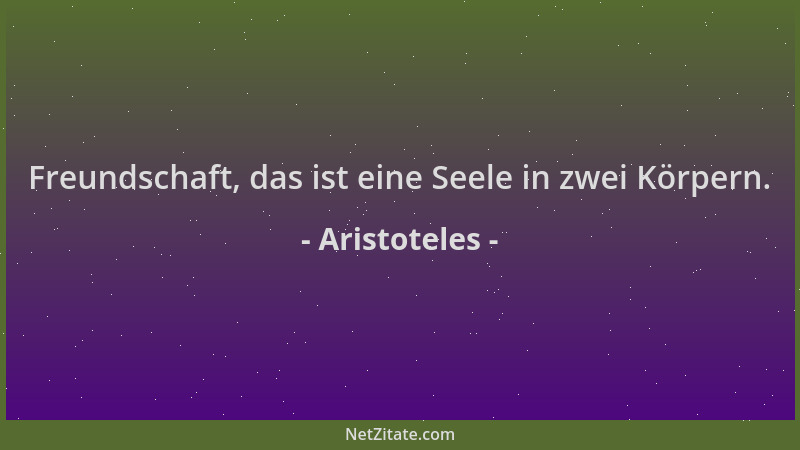 Aristoteles - Freundschaft, das ist eine Seele in zwei Körpern....