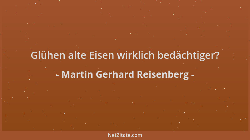 Martin Gerhard Reisenberg - Glühen alte Eisen wirklich bedächtiger?...