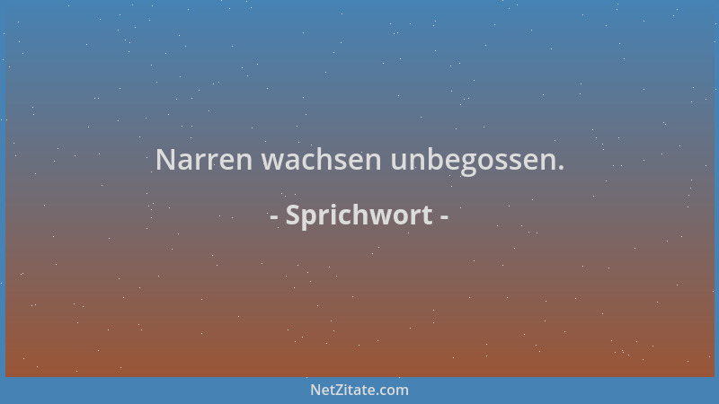 Sprichwort - Narren wachsen unbegossen....