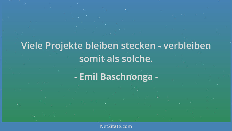 Emil Baschnonga - Viele Projekte bleiben stecken - verbleiben somit als solche....